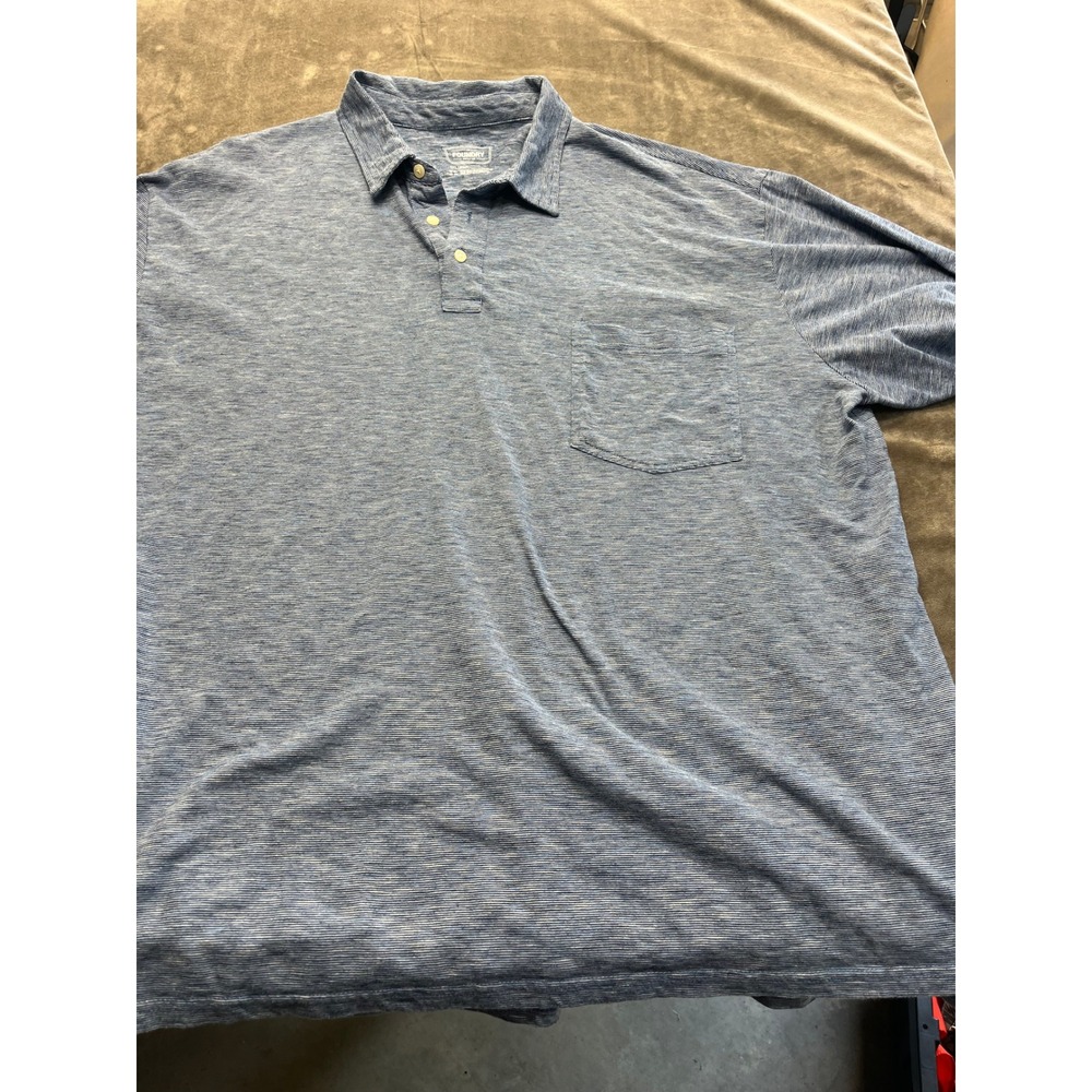 Foundry Supply Co Mens 3XL Blue Striped Short Sleeve Pocket‎ Polo Shirt Big Tall